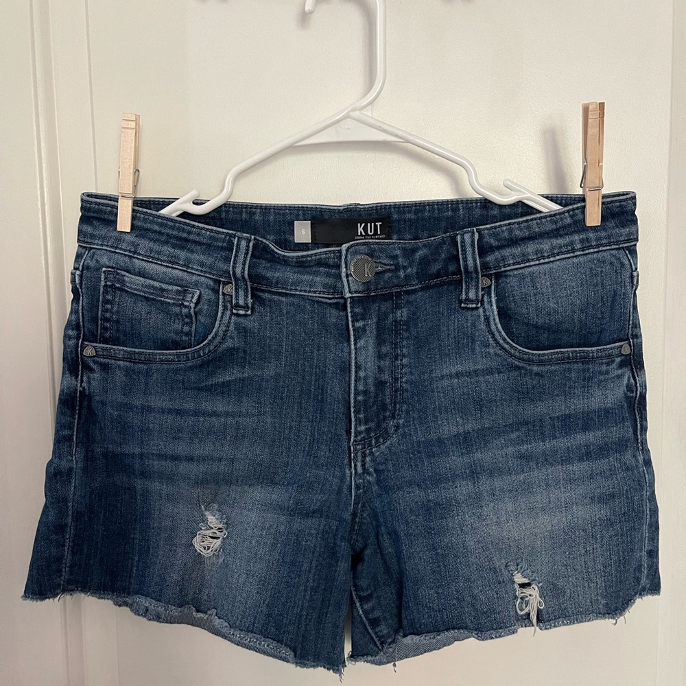Kut from the Kloth GIDGET Denim Shorts with Distressed Details